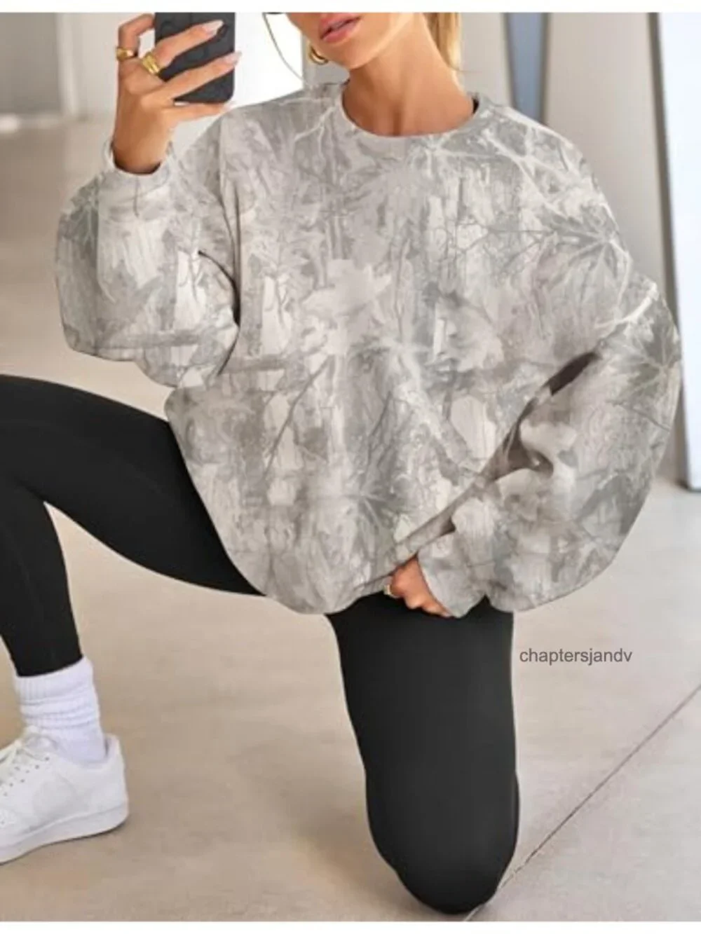 Womens Camo Sweatshirt Oversized Maple Leaf Graphic Crewneck Long Sleeve Fall